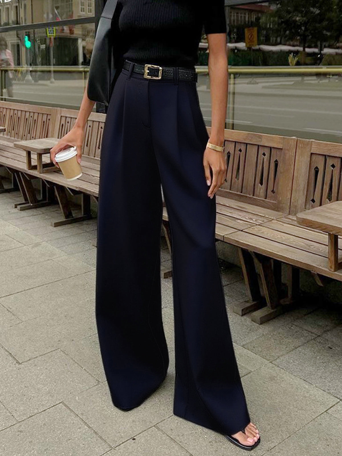 Sienna Women's Wide Leg Pants | Woven Fabric, Regular Fit