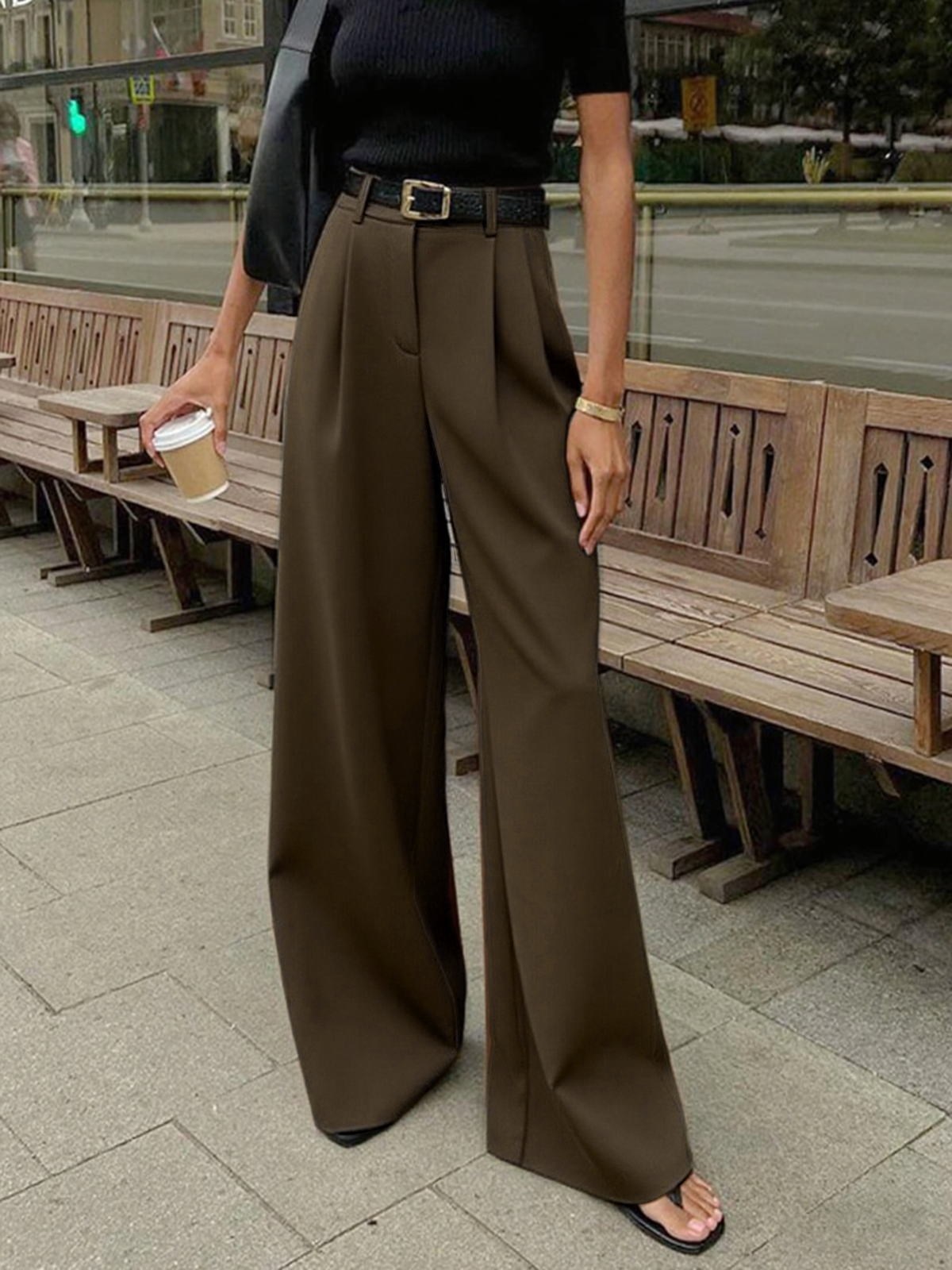 Sienna Women's Wide Leg Pants | Woven Fabric, Regular Fit