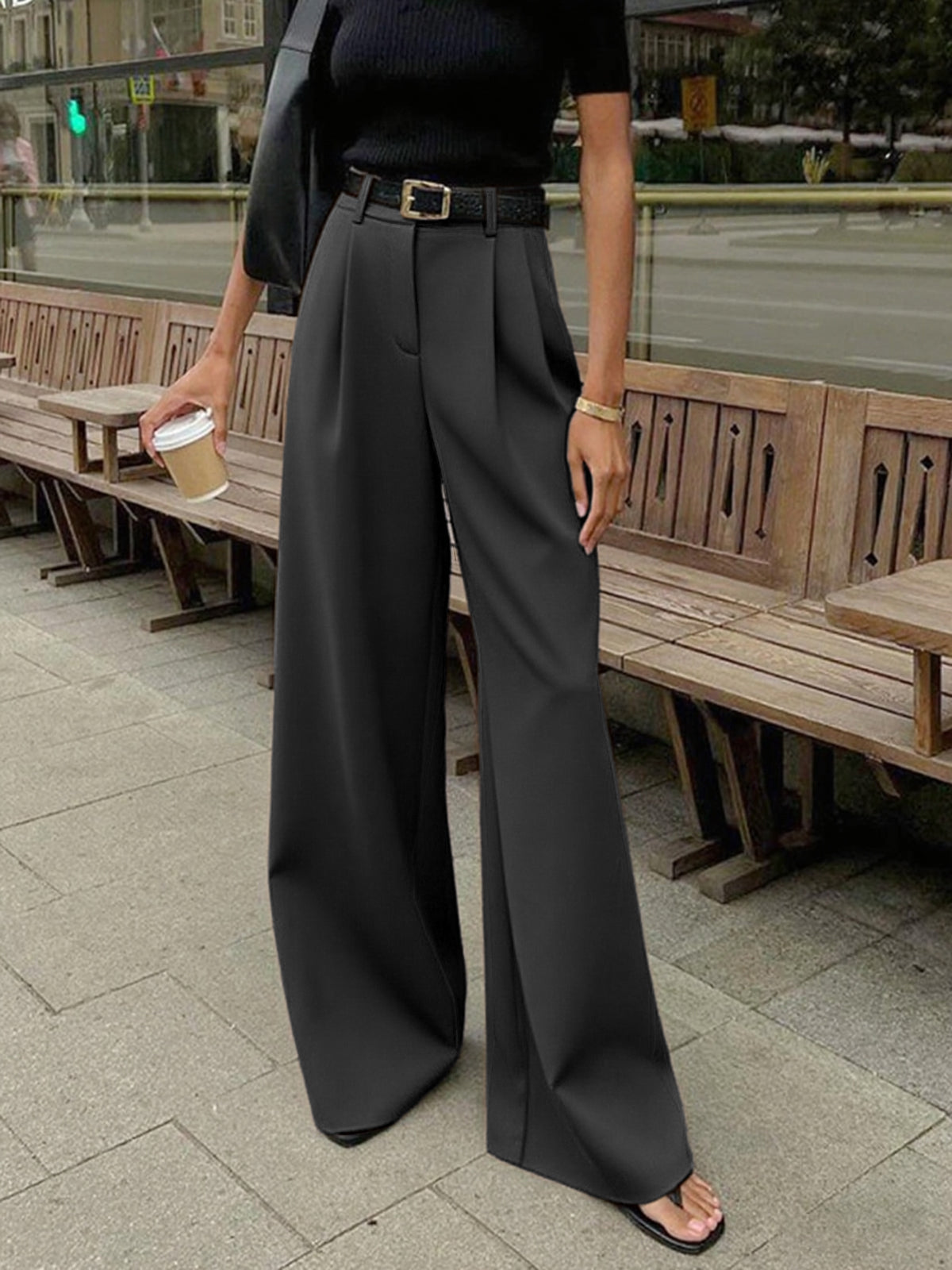 Sienna Women's Wide Leg Pants | Woven Fabric, Regular Fit