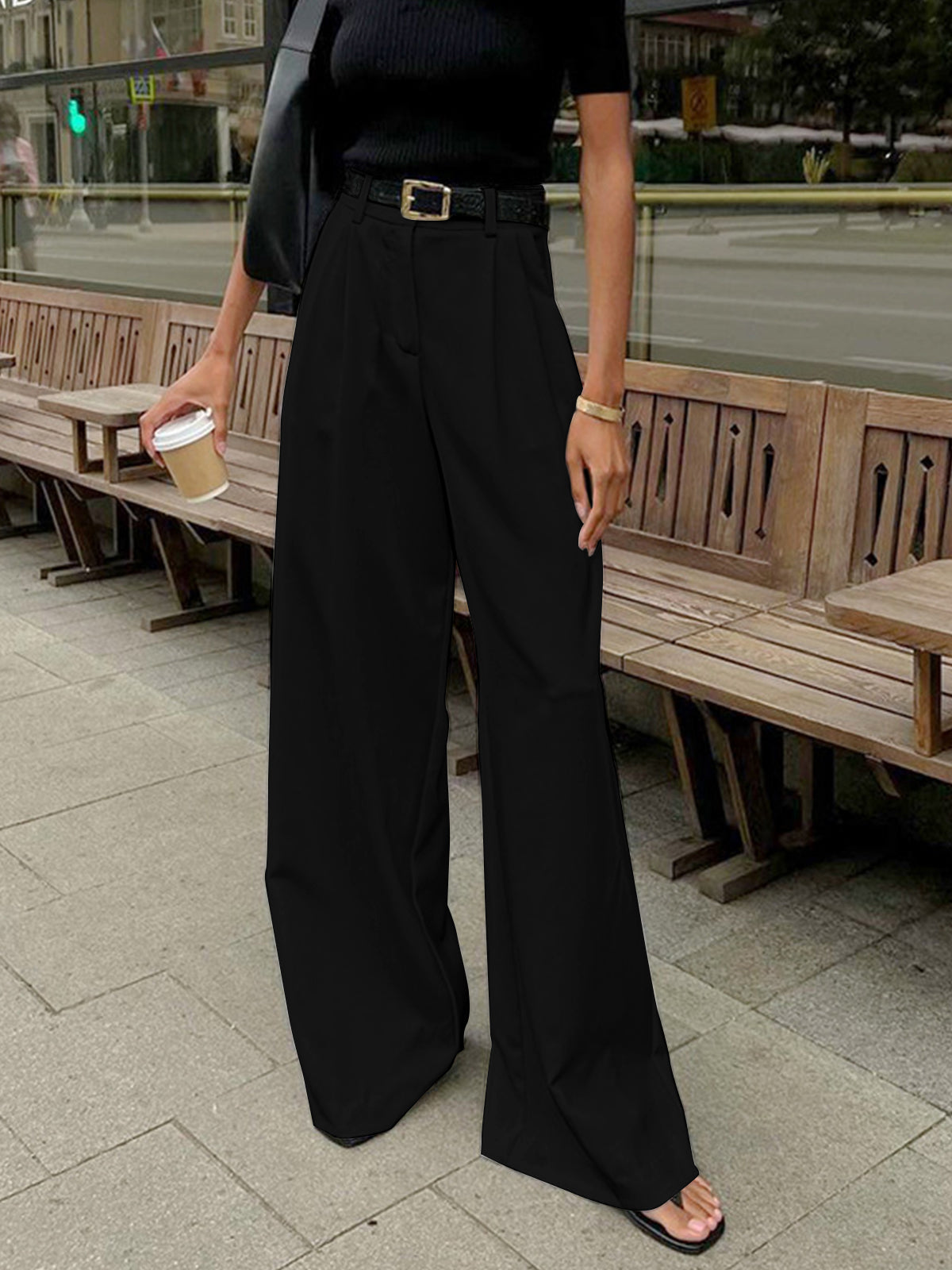 Sienna Women's Wide Leg Pants | Woven Fabric, Regular Fit