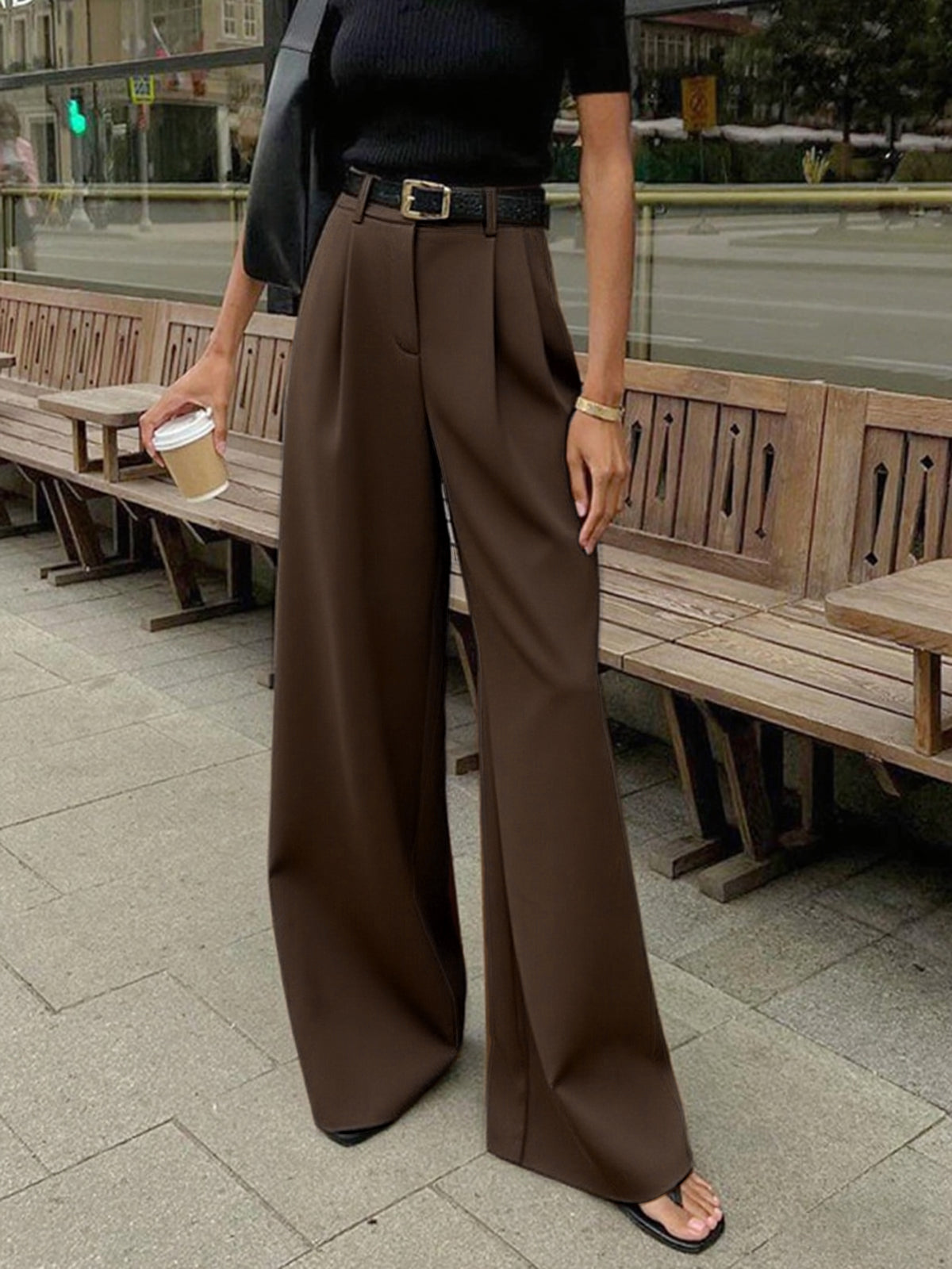 Sienna Women's Wide Leg Pants | Woven Fabric, Regular Fit