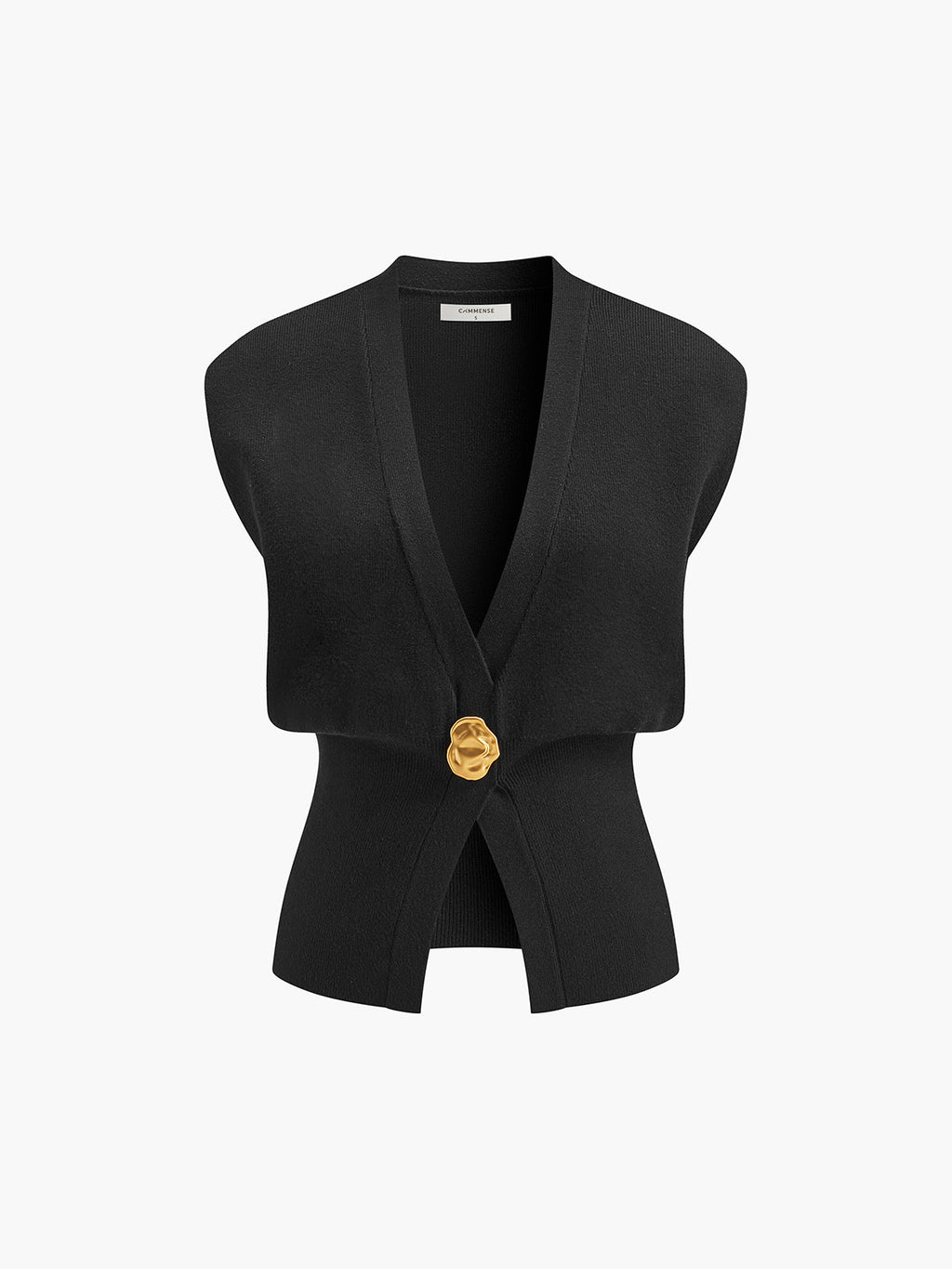 Vera Women's Knitted Sweater Vest | V-Neck, Buttoned Detail, Black