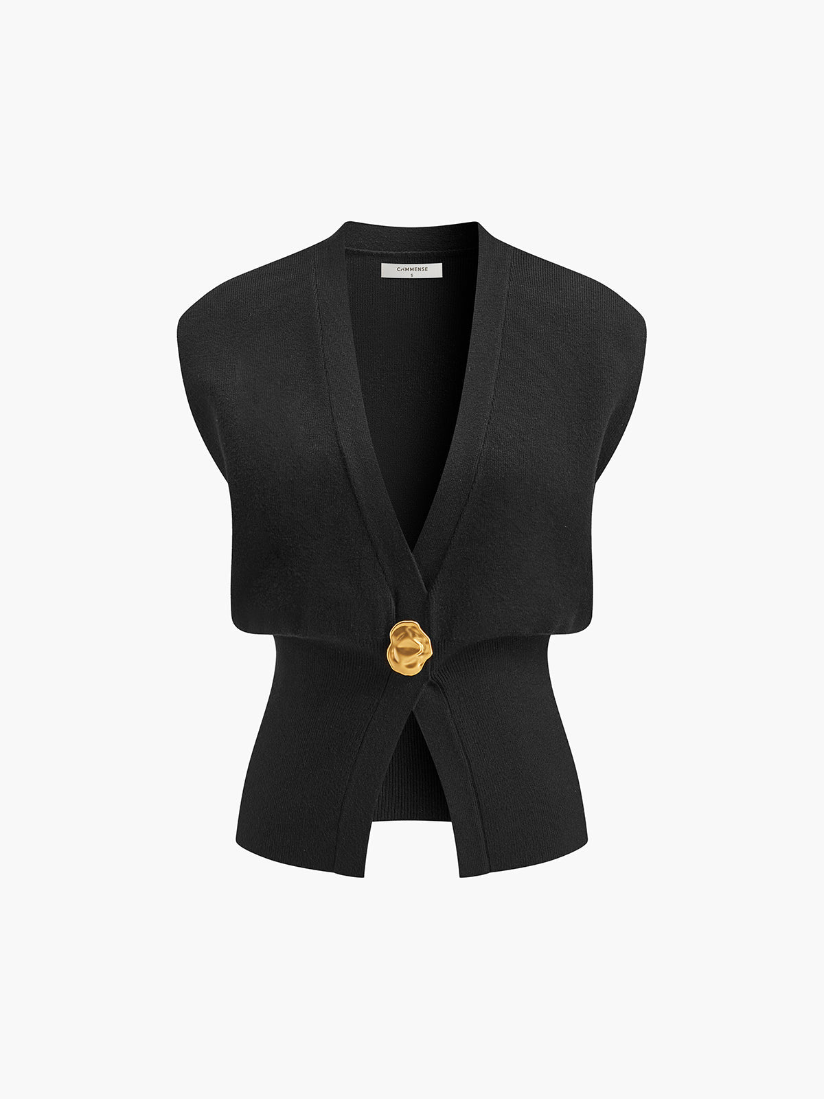 Vera Women's Knitted Sweater Vest | V-Neck, Buttoned Detail, Black