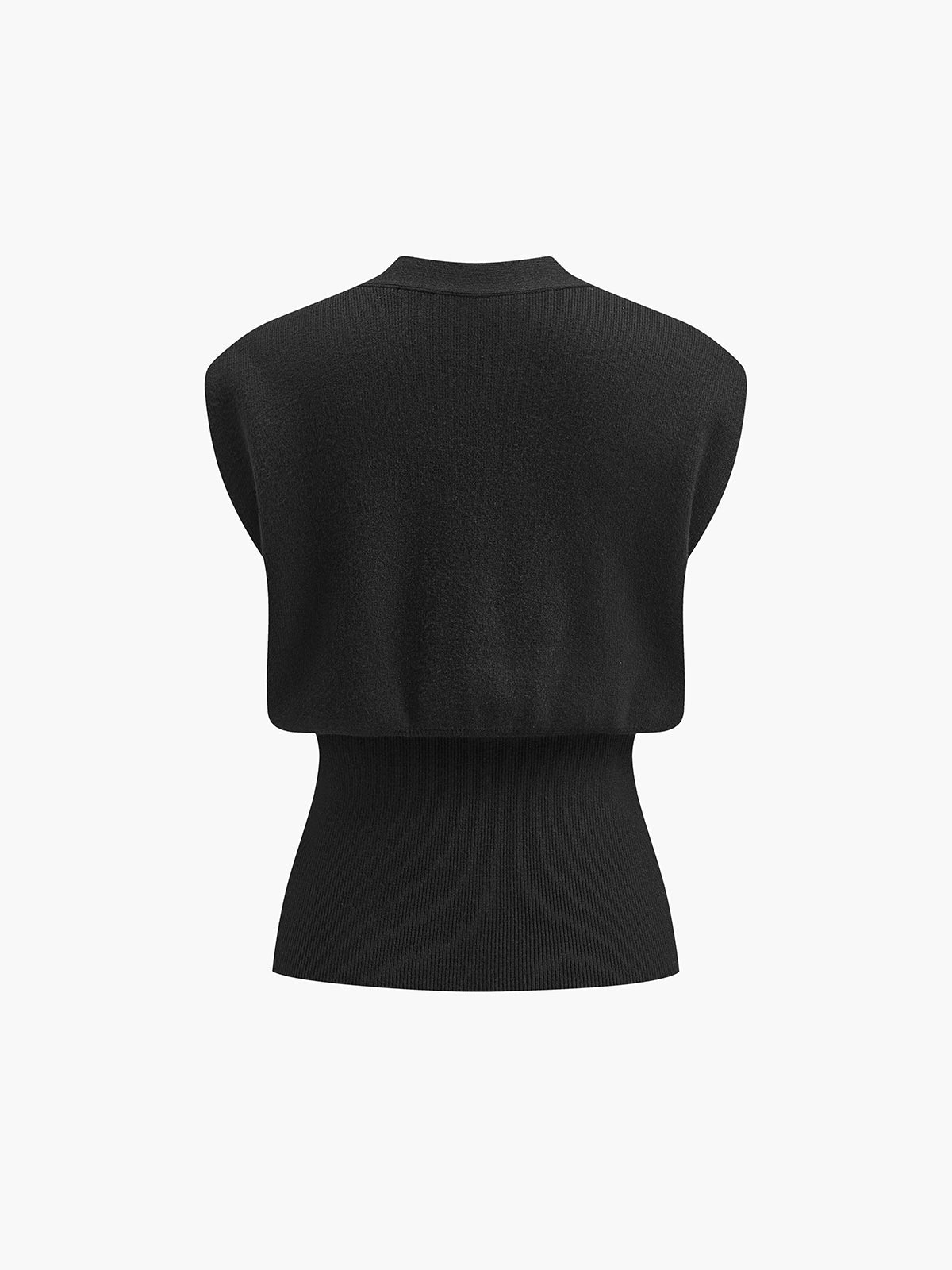 Vera Women's Knitted Sweater Vest | V-Neck, Buttoned Detail, Black