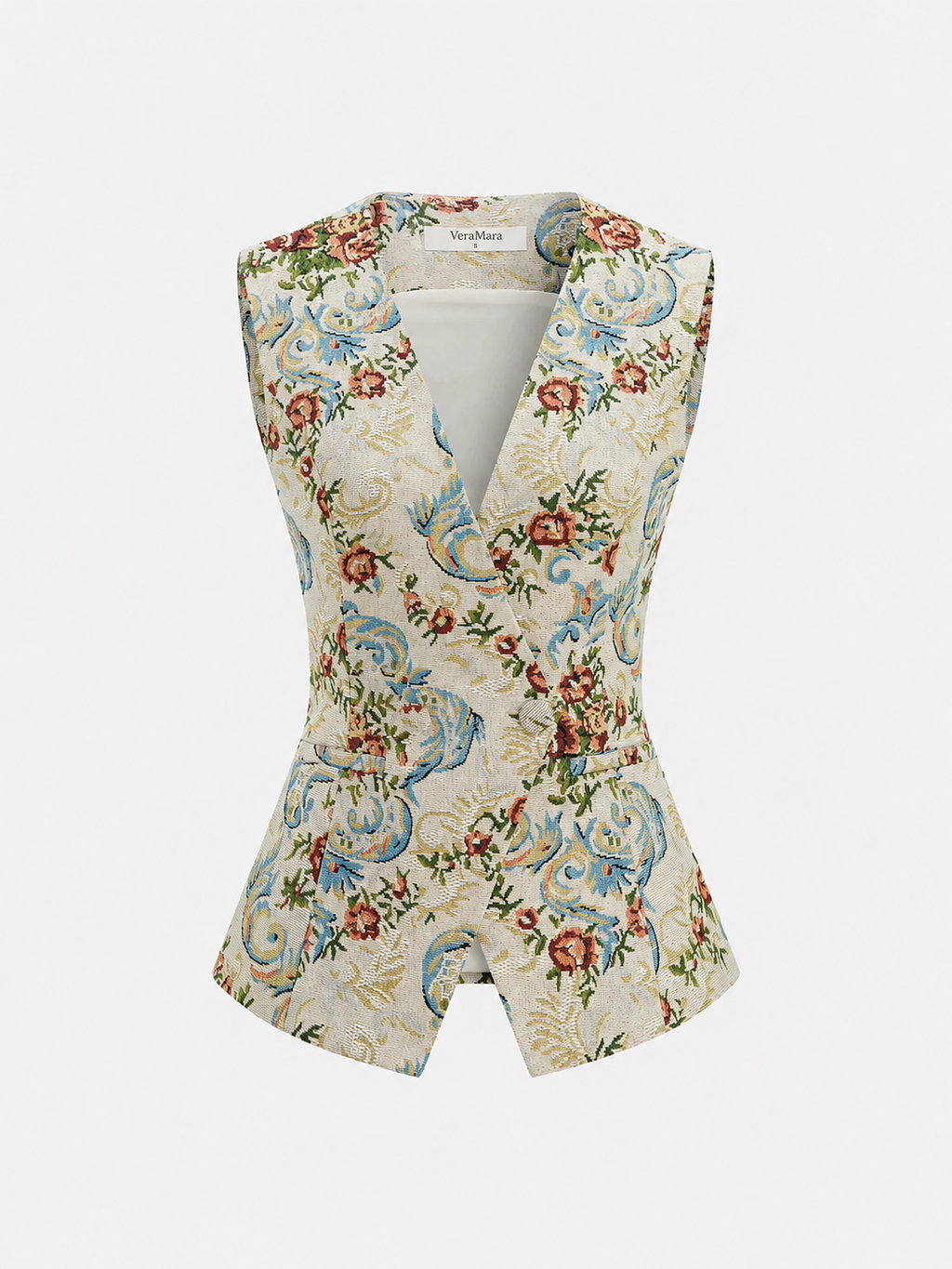 Vera Women's Vest | Vintage Floral Woven, Sleeveless Tailored Design