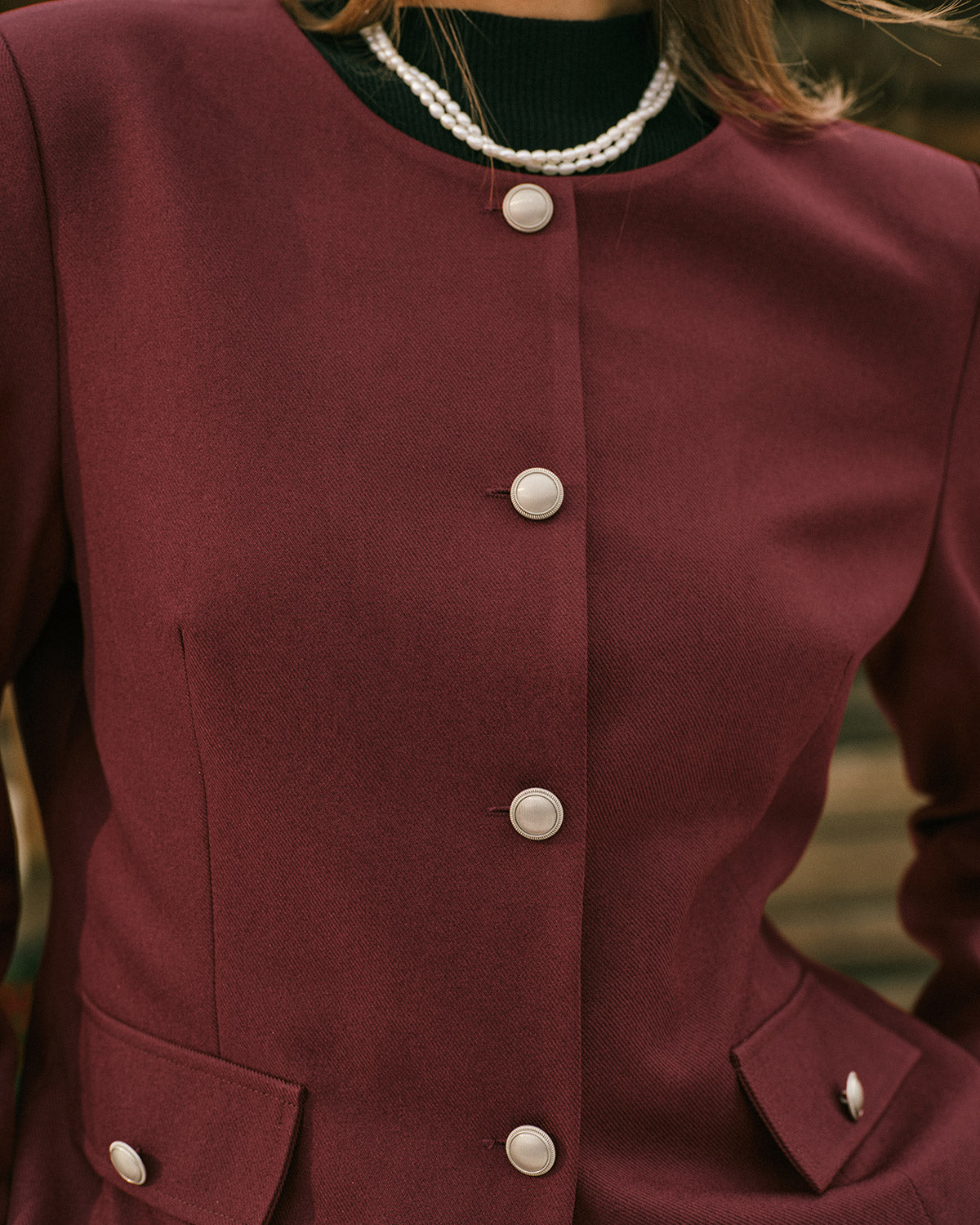 Willa Women's Jacket | Single Breasted, Wine Red, Office Ready