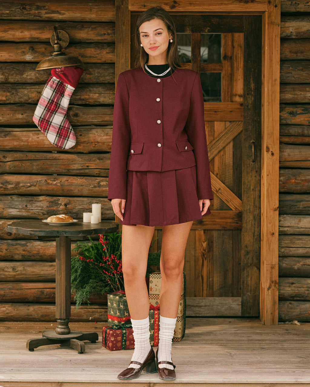 Willa Women's Jacket | Single Breasted, Wine Red, Office Ready
