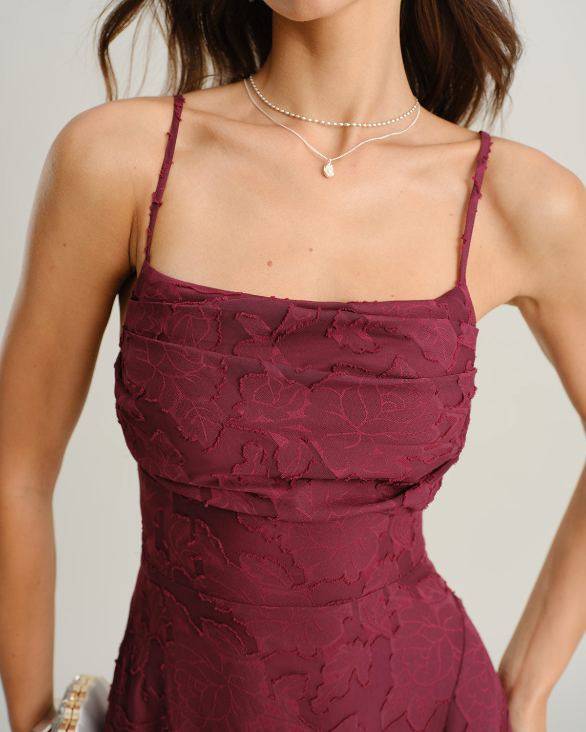 Willa Women's Maxi Dress | Jacquard A-Line, Square Neck