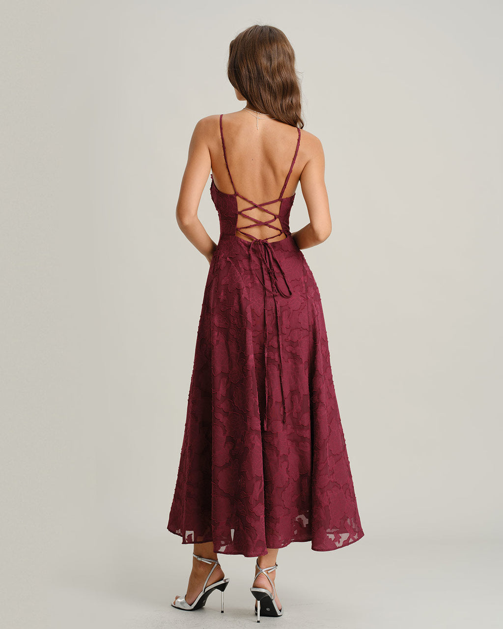 Willa Women's Maxi Dress | Jacquard A-Line, Square Neck