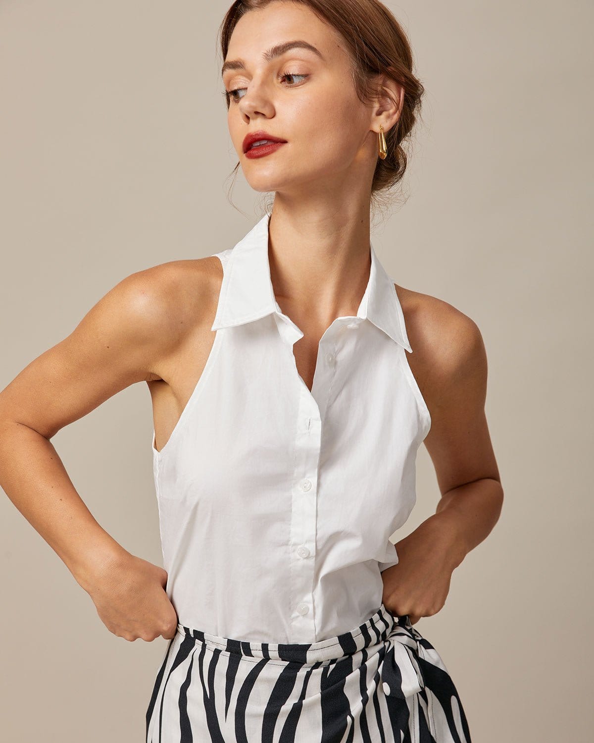 Willa Women's Shirt | 100% Cotton, Collared Sleeveless Blouse