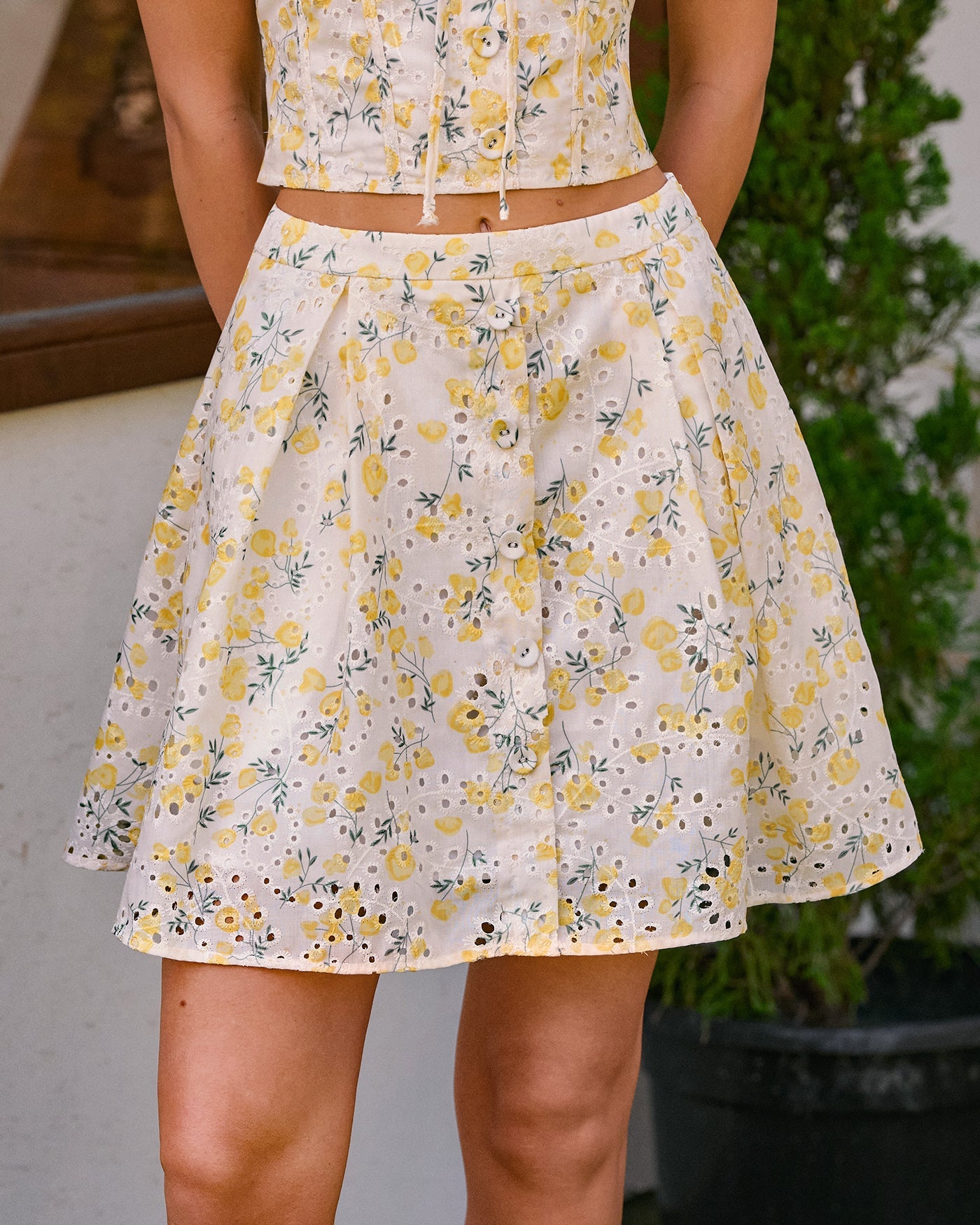 Yara Women's A-Line Skirt | Floral Embroidery, Functional Pockets